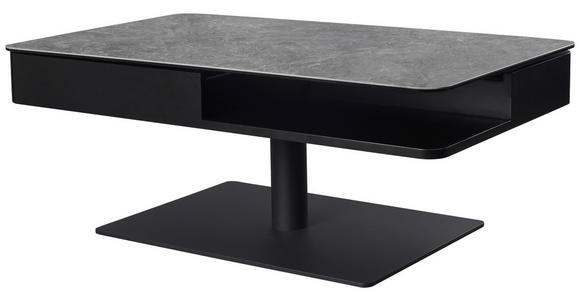 COUCHTISCH in Metall, Glas, Keramik, Holzwerkstoff 110/65/42-57 cm  - Schwarz/Grau, Basics, Glas/Keramik (110/65/42-57cm) - Dieter Knoll