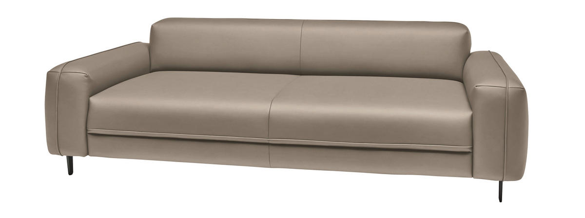 3-SITZER-SOFA  in Echtleder Greige   - Greige/Anthrazit, Design, Leder/Metall (230/70/109cm) - Johann Jakob