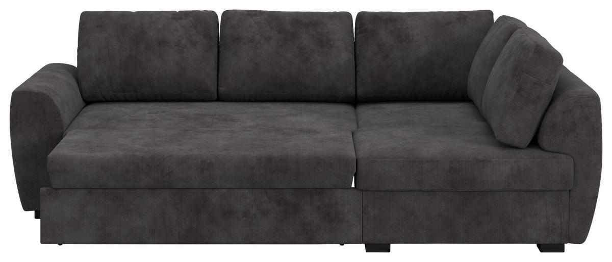ECKSOFA Chenille Schwarz  - Schwarz, Trend, Kunststoff/Textil (253/154cm) - MID.YOU