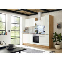 MODULKÖK 250/211/60 cm   i ek Artisan, vit högglans  - aluminiumfärg/vit högglans, Lifestyle, trämaterial/plast (250/211/60cm) - Respekta