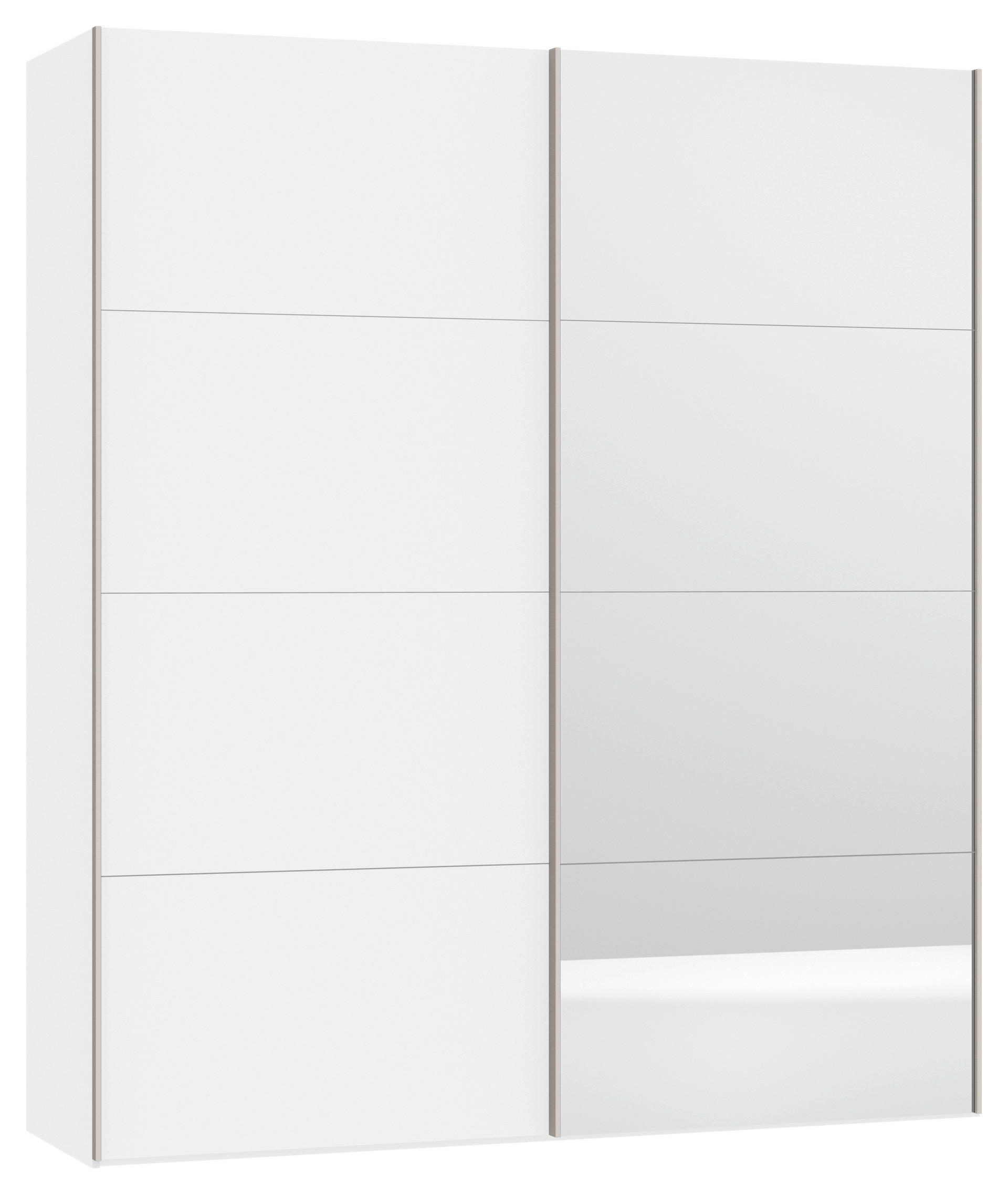 SCHWEBETÜRENSCHRANK 203/236/65 cm 2-türig Weiß - Edelstahlfarben/Weiß, Design, Glas/Holzwerkstoff (203/236/65cm) - Boxxx