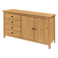 KOMMODE , 150/80/40 cm, 4 Schublade(n)  - Messingfarben/Naturfarben, Basics, Holz/Metall (150/80/40cm) - Livetastic