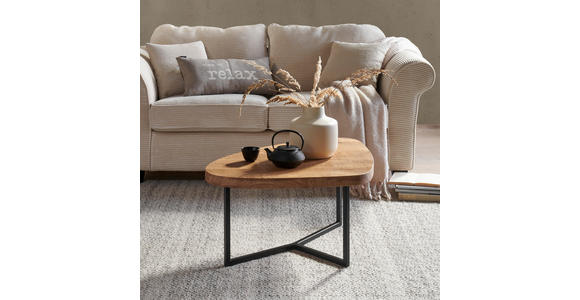 COUCHTISCH in Holz, Metall 100/100/38,5 cm - Eichefarben/Schwarz, Natur, Holz/Metall (100/100/38,5cm) - Novel