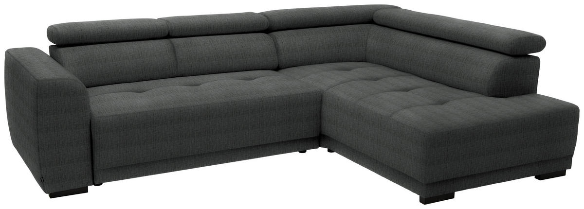 ECKSOFA in Chenille Dunkelgrau  284/205 cm  - Dunkelgrau/Schwarz, Design, Kunststoff/Textil (284/205cm) - Xora