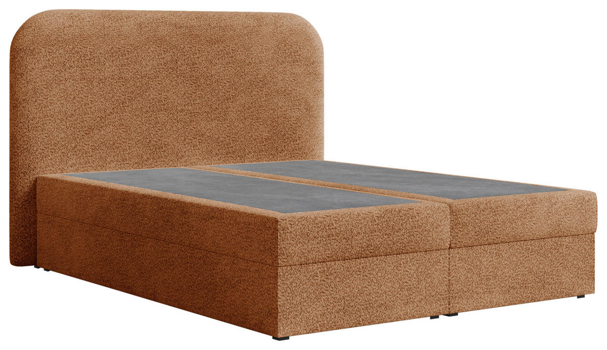 BOXBETT 140/200 cm,  in Terracotta, Bettkasten, Topper, H2 + H3 = mittel + fest  - Terracotta/Schwarz, MODERN, Holz/Kunststoff (140/200cm) - MID.YOU