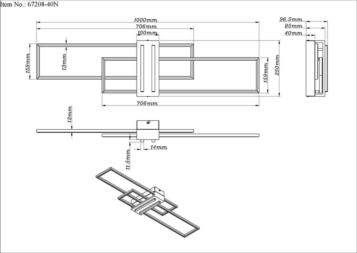 LED-DECKENLEUCHTE 100/25/9,7 cm   - Dunkelbraun/Schwarz, Natur, Holzwerkstoff/Kunststoff (100/25/9,7cm) - Globo