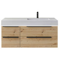 WASCHTISCHKOMBI 127 cm  - Schwarz/Weiß, KONVENTIONELL, Holzwerkstoff/Stein (127cm) - Dieter Knoll