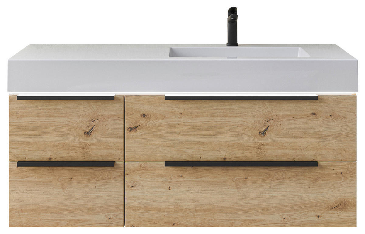 WASCHTISCHKOMBI 127 cm  - Schwarz/Weiß, KONVENTIONELL, Holzwerkstoff/Stein (127cm) - Dieter Knoll