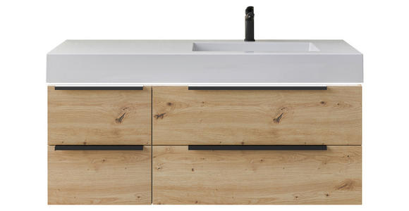 WASCHTISCHKOMBI 127 cm  - Schwarz/Weiß, KONVENTIONELL, Holzwerkstoff/Stein (127cm) - Dieter Knoll