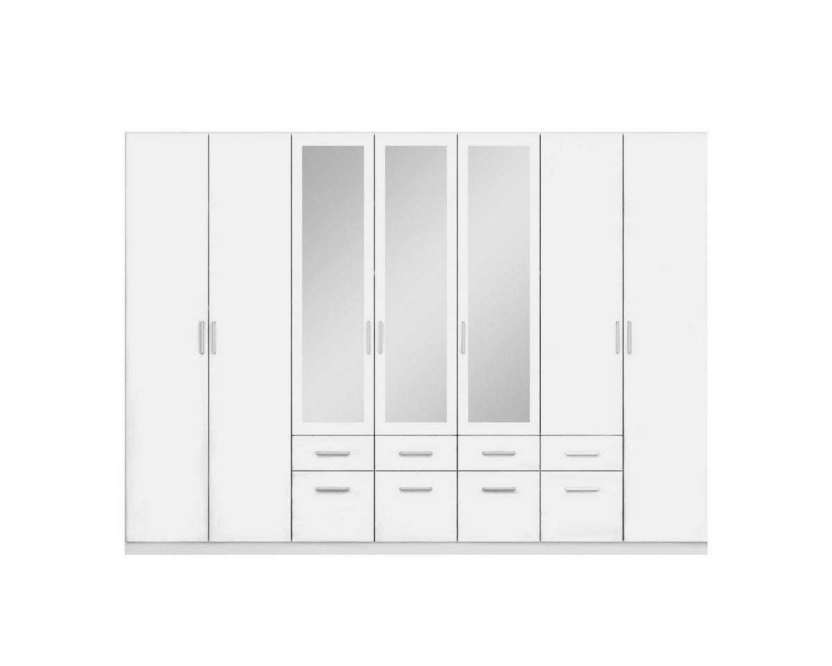 DREHTÜRENSCHRANK 315/229/54 cm 7-türig Weiß  - Alufarben/Weiß, MODERN, Holzwerkstoff/Kunststoff (315/229/54cm) - Rauch Möbel