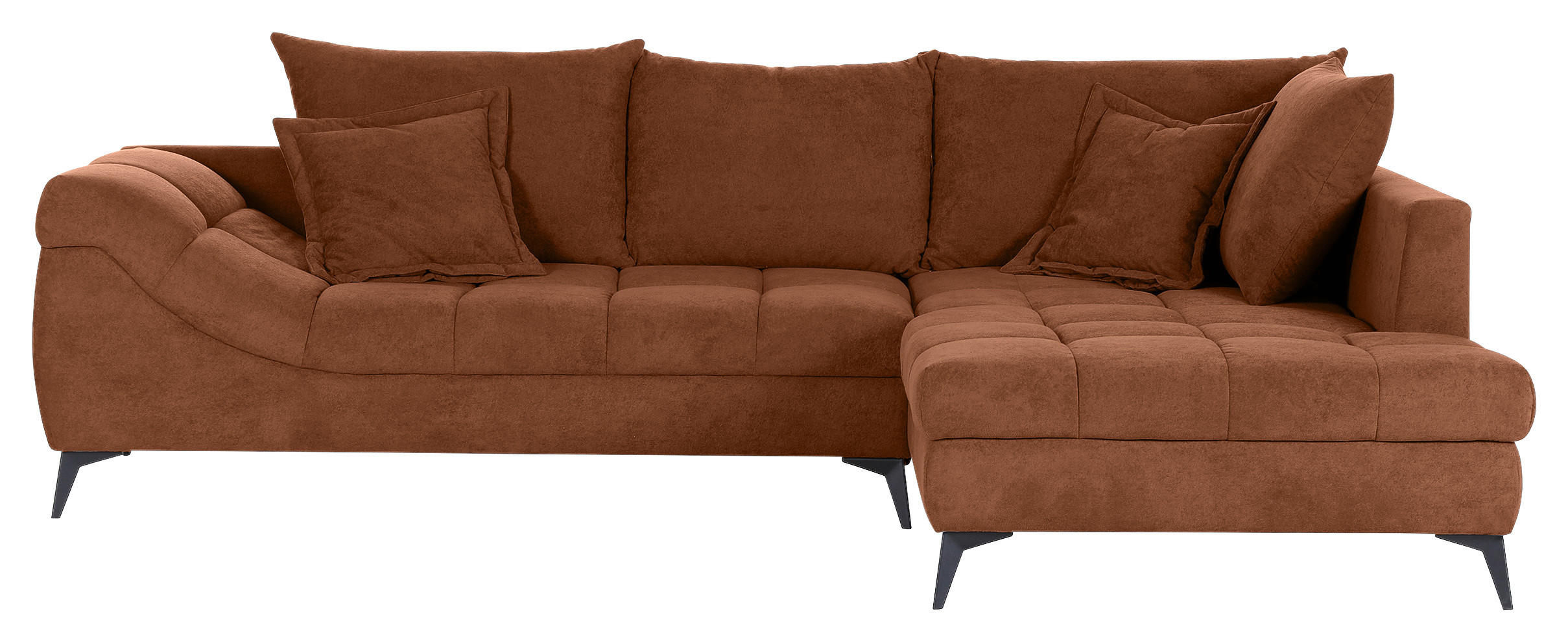 ECKSOFA Braun Flachgewebe  - Schwarz/Braun, Design, Textil/Metall (307/224cm) - Stylife