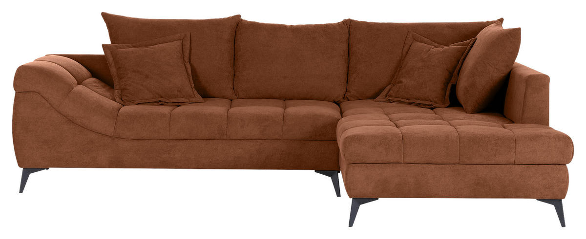 ECKSOFA in Flachgewebe Braun  307/224 cm  - Schwarz/Braun, Design, Textil/Metall (307/224cm) - Stylife