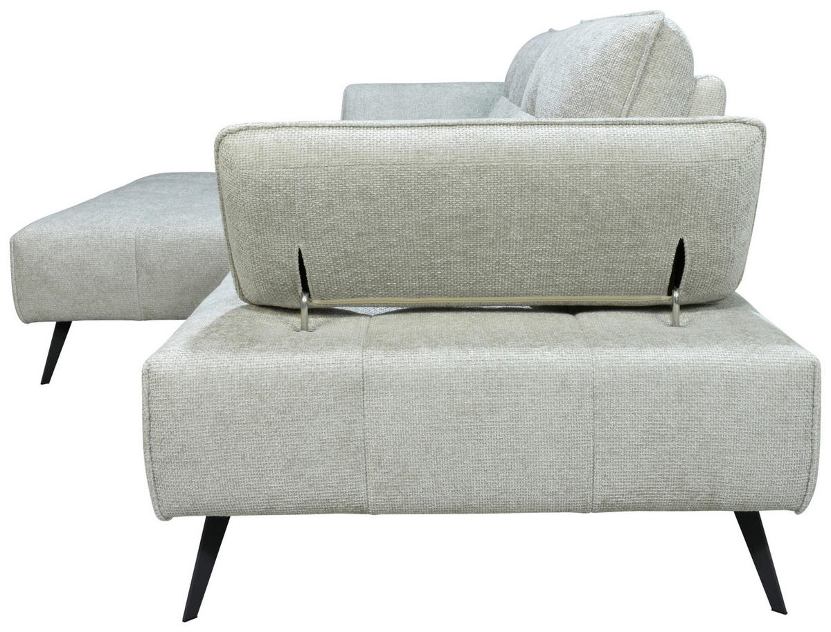 ECKSOFA Ottomane links  Greige Chenille  - Greige/Schwarz, Design, Textil/Metall (188/284cm) - Stylife