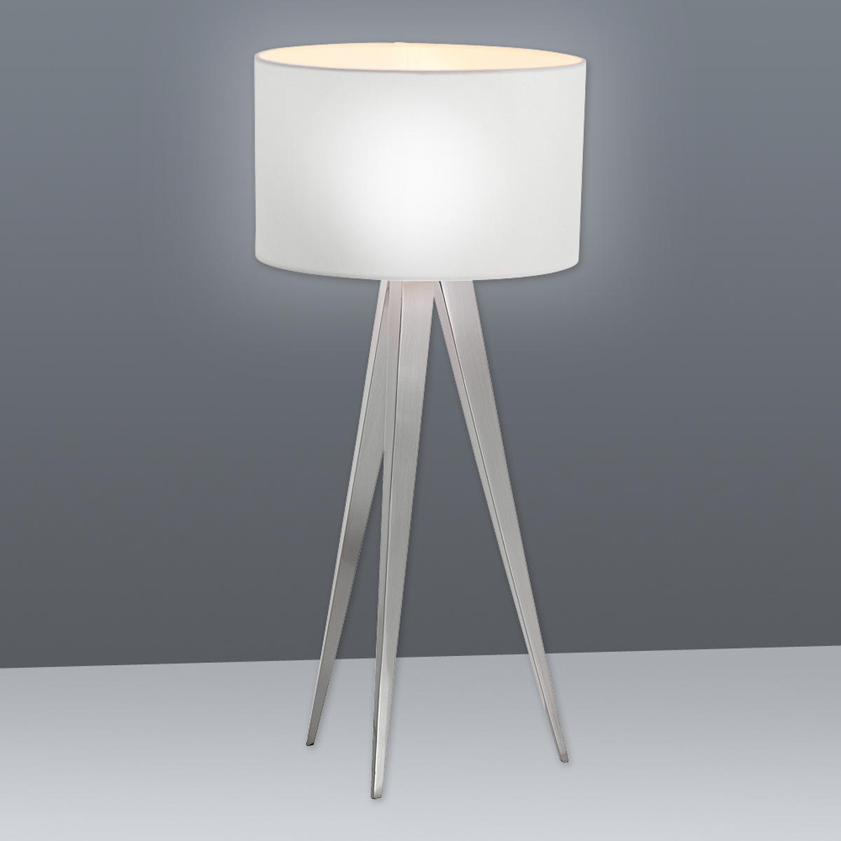 TISCHLEUCHTE Tripod 28/61,5 cm   - Nickelfarben, Design, Textil/Metall (28/61,5cm) - Näve