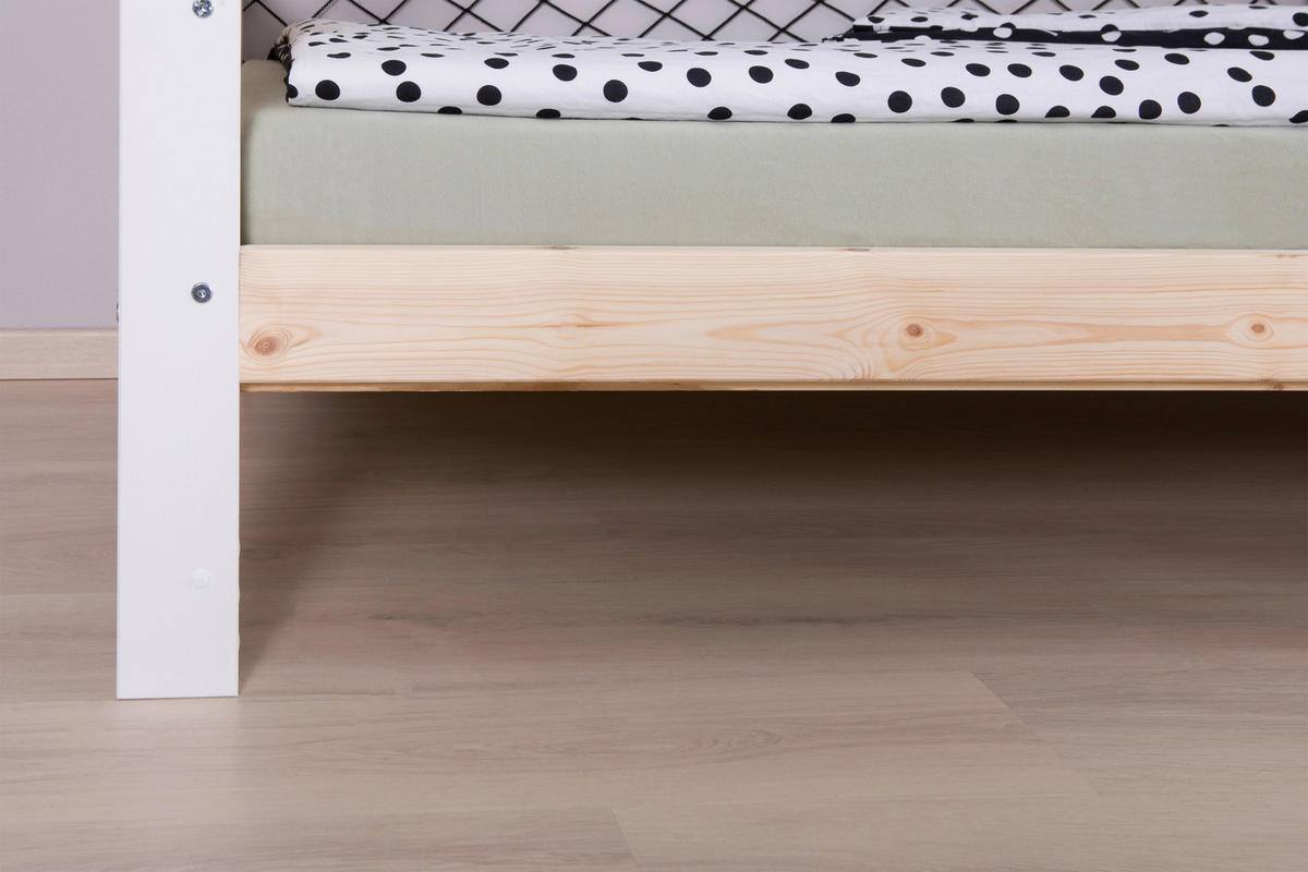 BODENBETT Naturfarben, Weiß  - Naturfarben/Weiß, MODERN, Holz (90/200cm) - MID.YOU