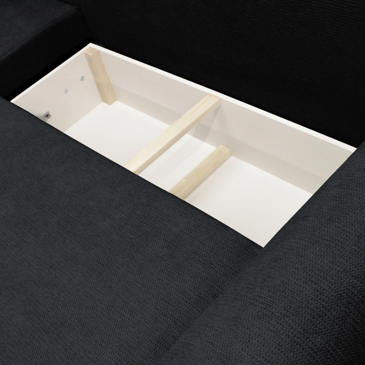 ECKSOFA in Struktur Schwarz  160/250 cm  - Schwarz, Design, Kunststoff/Textil (160/250cm) - MID.YOU