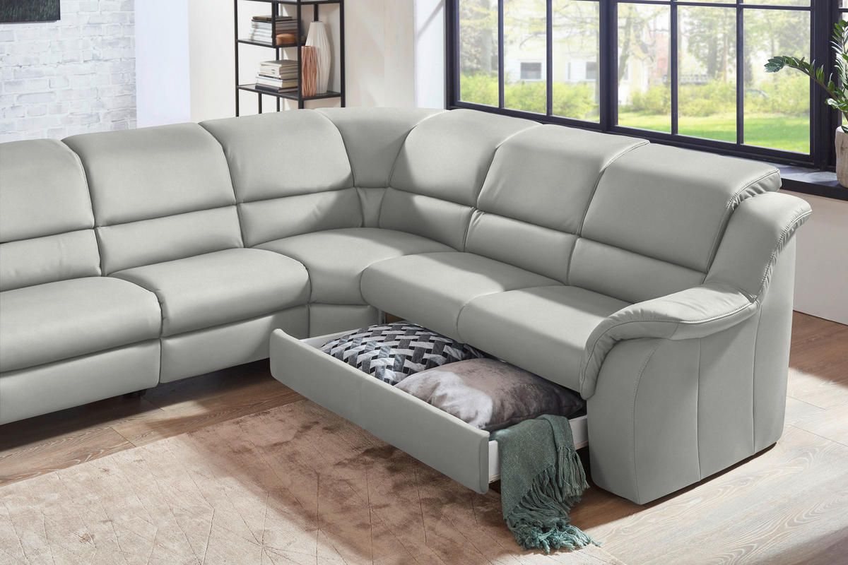 ECKSOFA  in Echtleder Silberfarben  324/260 cm  - Chromfarben/Silberfarben, KONVENTIONELL, Leder/Kunststoff (324/260cm) - Cantus