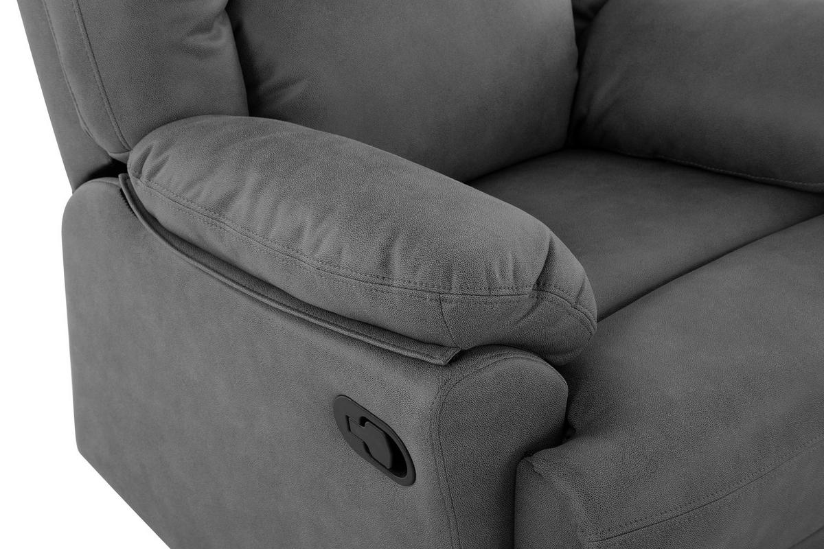 RELAXSESSEL Mikrofaser    - Schwarz/Grau, KONVENTIONELL, Textil/Metall (89/99.5/94cm) - Livetastic