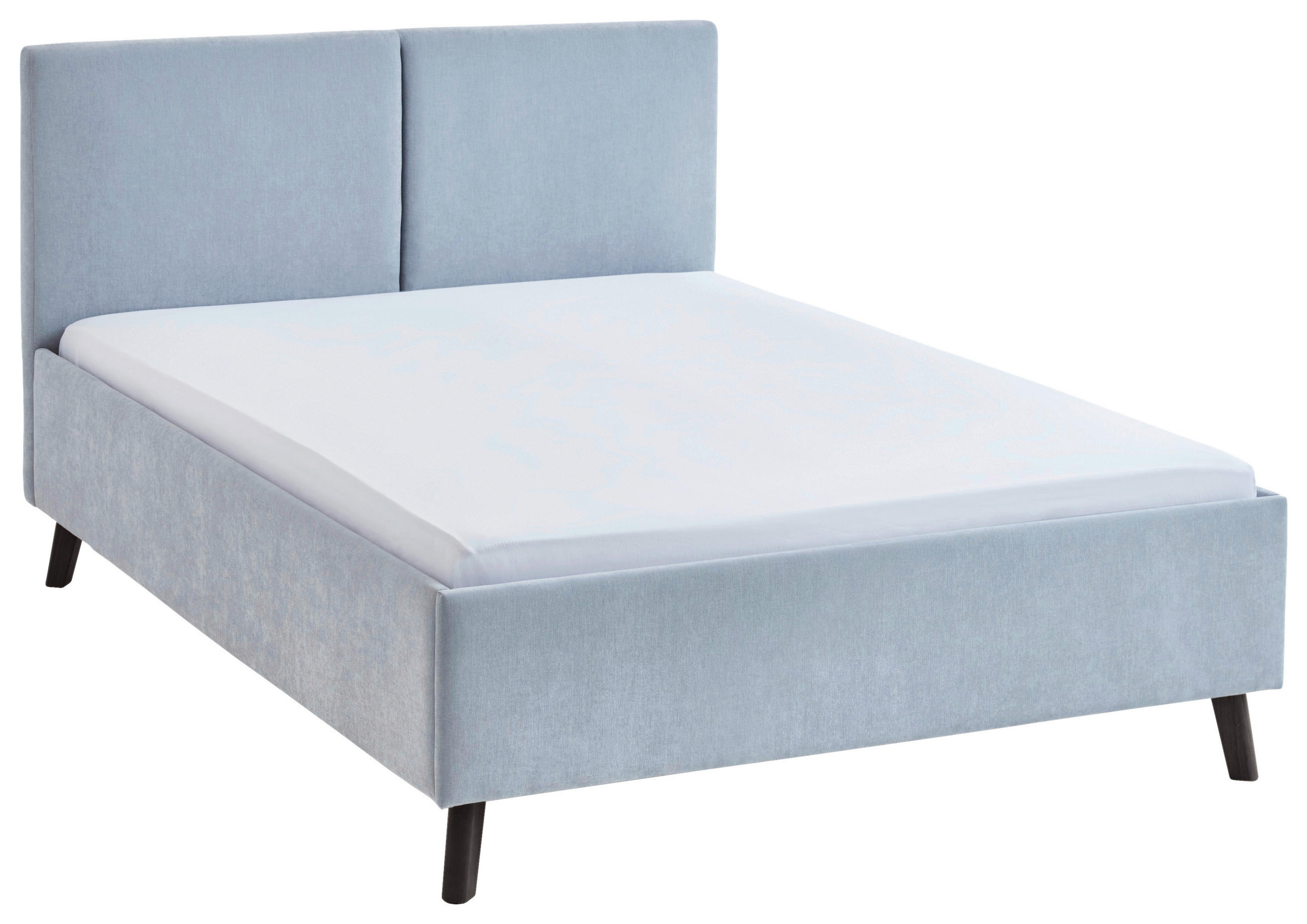 POLSTERBETT 140/200 cm,  in Hellblau,  - Schwarz/Hellblau, Basics, Holz/Textil (140/200cm) - Boxxx