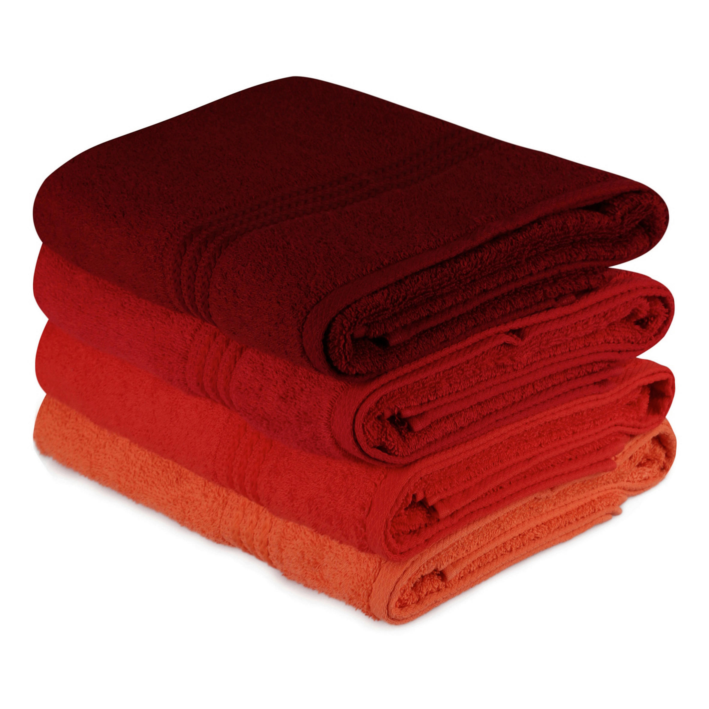 DUSCHTUCHSET Orange, Rot, Dunkelorange, Hellrot 4-teilig  - Hellrot/Rot, Basics, Textil (70/140cm)
