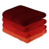 DUSCHTUCHSET Orange, Rot, Dunkelorange, Hellrot 4-teilig  - Hellrot/Rot, Basics, Textil (70/140cm)