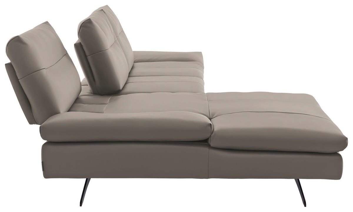 ECKSOFA Echtleder Taupe  - Taupe/Schwarz, Modern, Leder/Metall (158/342cm) - Chilliano