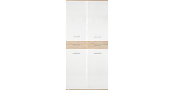 SCHUHSCHRANK 90/195/35 cm  - Eichefarben/Silberfarben, Design, Holzwerkstoff/Kunststoff (90/195/35cm) - Xora