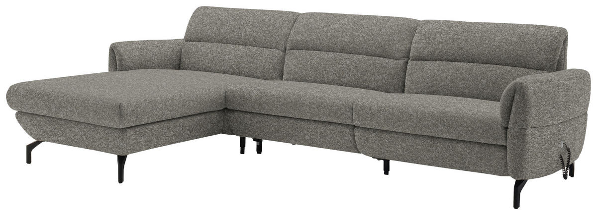 ECKSOFA in Chenille Greige  187/299 cm  - Greige/Schwarz, Design, Textil/Metall (187/299cm) - Schöner Wohnen