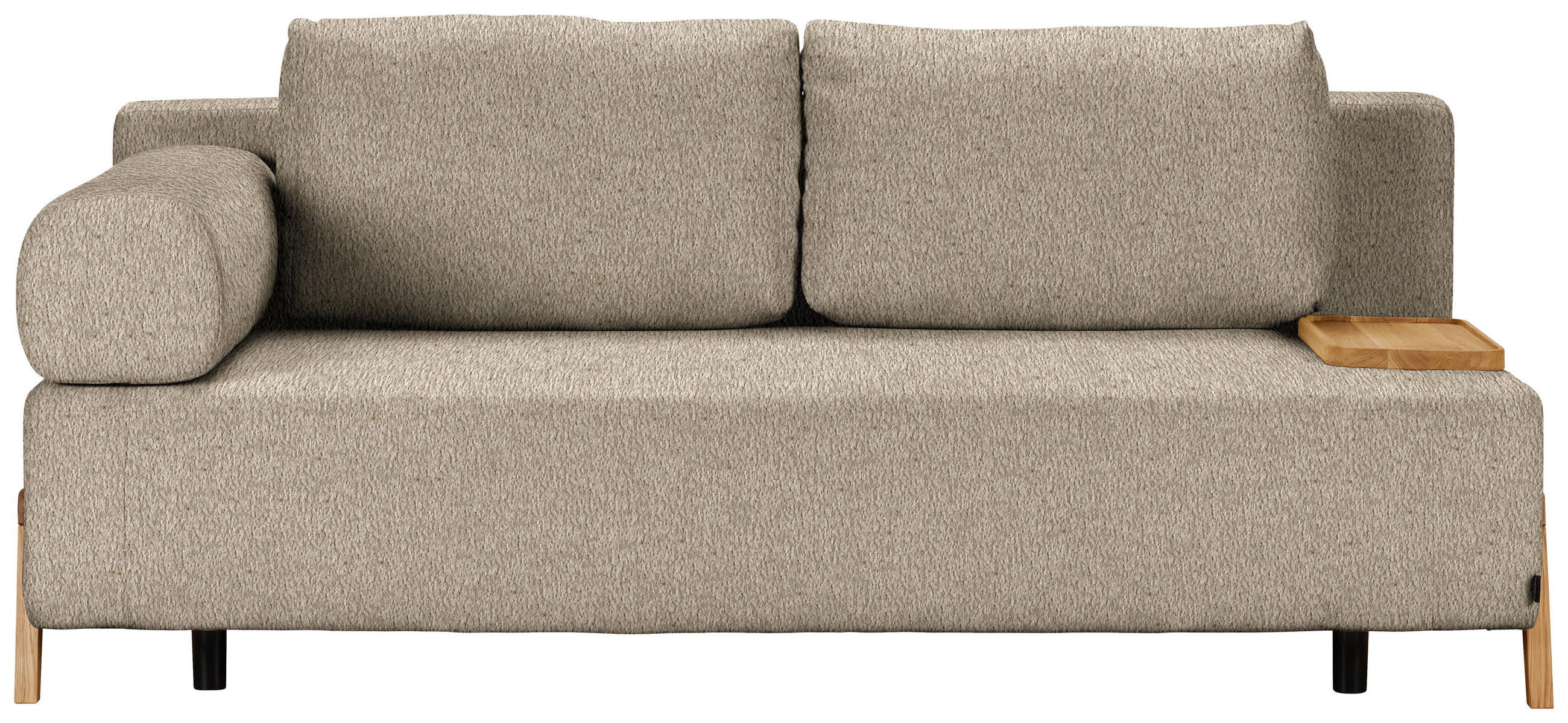 SCHLAFSOFA  mit Stoffauswahl, Armlehnen seitenverkehrt montierbar, Armteil links Teddystoff Braun  - Naturfarben/Braun, Design, Holz/Textil (211/88/102cm) - Niels Andersson