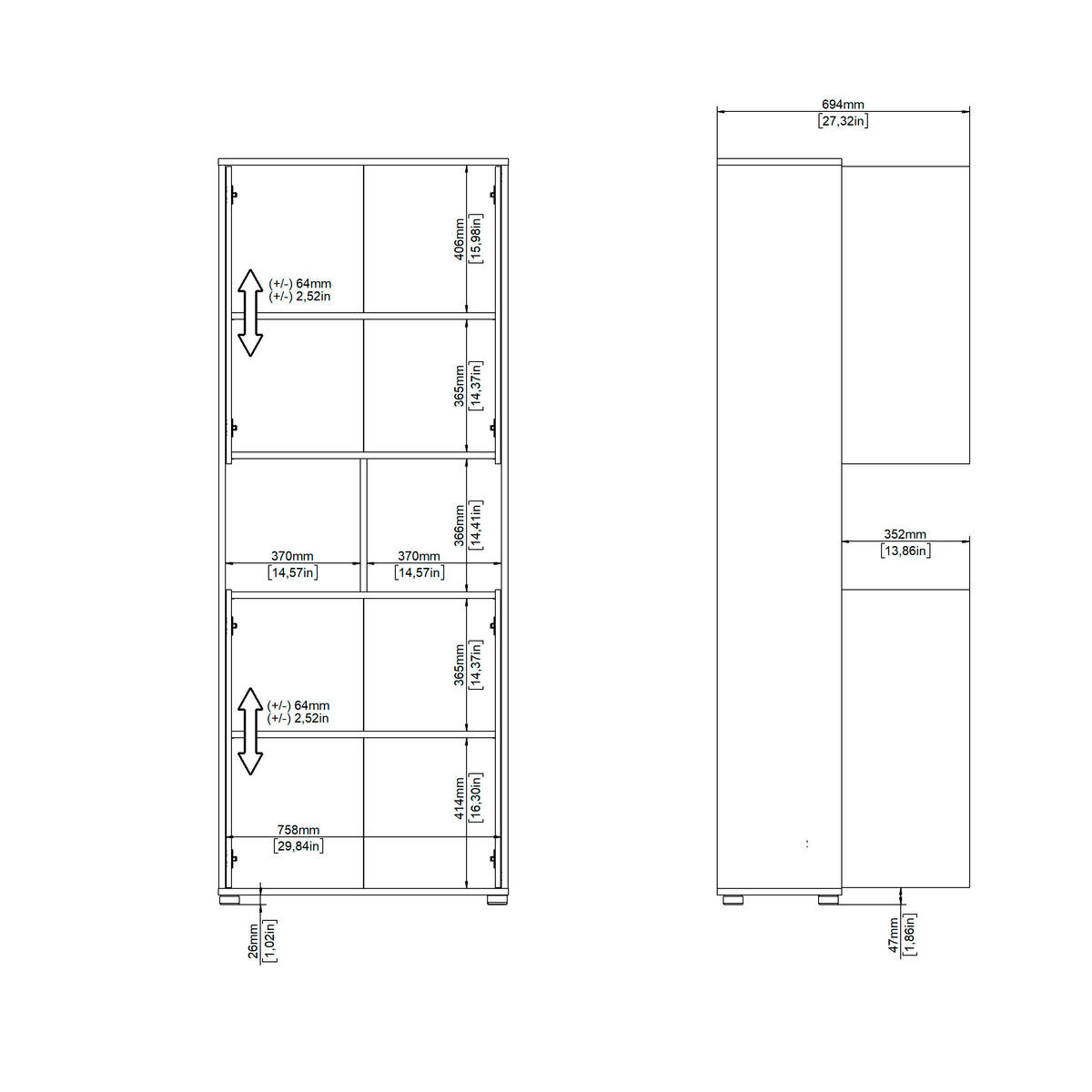 AKTENSCHRANK 79,6/207,7/34,3 cm  - Weiss/Eichefarben, Modern, Holzwerkstoff (79,6/207,7/34,3cm) - MID.YOU