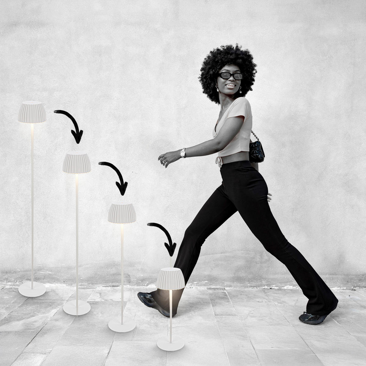 AKKU-STEHLEUCHTE 19/123,5 cm    - Weiß, Basics, Kunststoff/Metall (19/123,5cm)