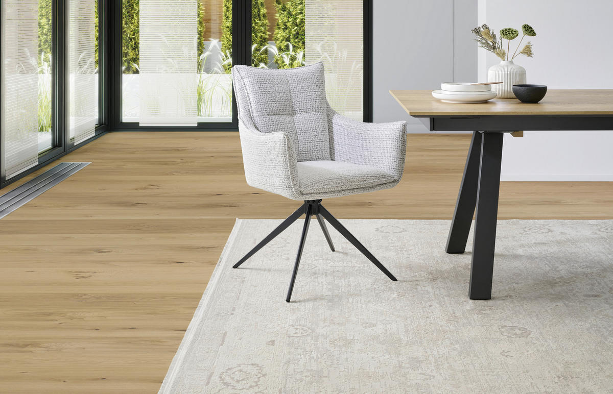 ARMLEHNSTUHL  in Eisen Webstoff  - Beige/Schwarz, MODERN, Textil/Metall (67/91/62cm) - MID.YOU