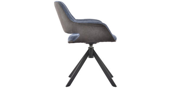 ARMLEHNSTUHL in Eisen Mikrofaser, Leinenoptik - Blau/Dunkelgrau, Design, Textil/Metall (66/83,5/62,5cm) - Novel