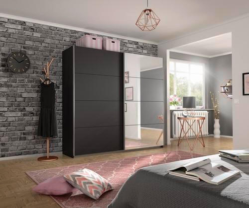 SCHWEBETÜRENSCHRANK in Grau - Alufarben/Grau, Modern, Holzwerkstoff/Metall (226/230/62cm) - Rauch Möbel