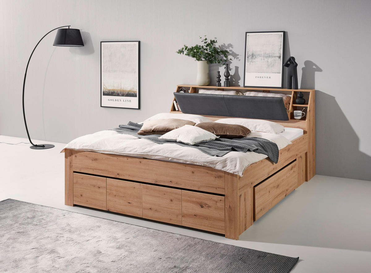 STAURAUMBETT 180/200 cm  in Eiche Artisan  - Eiche Artisan/Grau, KONVENTIONELL, Holzwerkstoff (180/200cm) - Boxxx