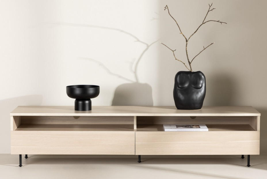 TV-BÄNK 180/40/40 cm  - vit/svart, Design, metall/trämaterial (180/40/40cm) - Best Price