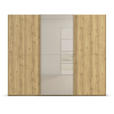 SCHWEBETÜRENSCHRANK 270/223/68 cm 3-türig Eichefarben, Fango  - Fango/Eichefarben, Design, Glas/Holz (270/223/68cm) - Novel