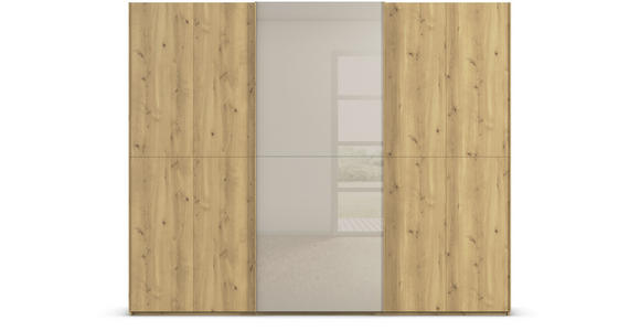 SCHWEBETÜRENSCHRANK 270/223/68 cm 3-türig Eichefarben, Fango  - Fango/Eichefarben, Design, Glas/Holz (270/223/68cm) - Novel