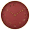 WANDUHR  Rot, Goldfarben  - Rot/Goldfarben, Basics, Metall (40/40/4,2cm) - Karlsson