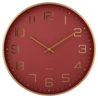WANDUHR  Rot, Goldfarben  - Rot/Goldfarben, Basics, Metall (40/40/4,2cm) - Karlsson