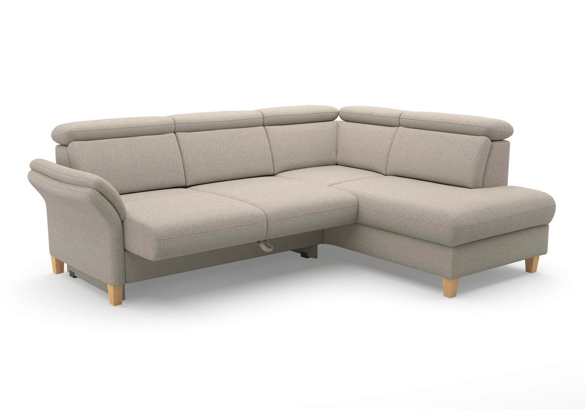 ECKSOFA Flachgewebe Taupe  - Taupe/Eichefarben, Konventionell, Holz/Textil (247/193cm) - Sit & More