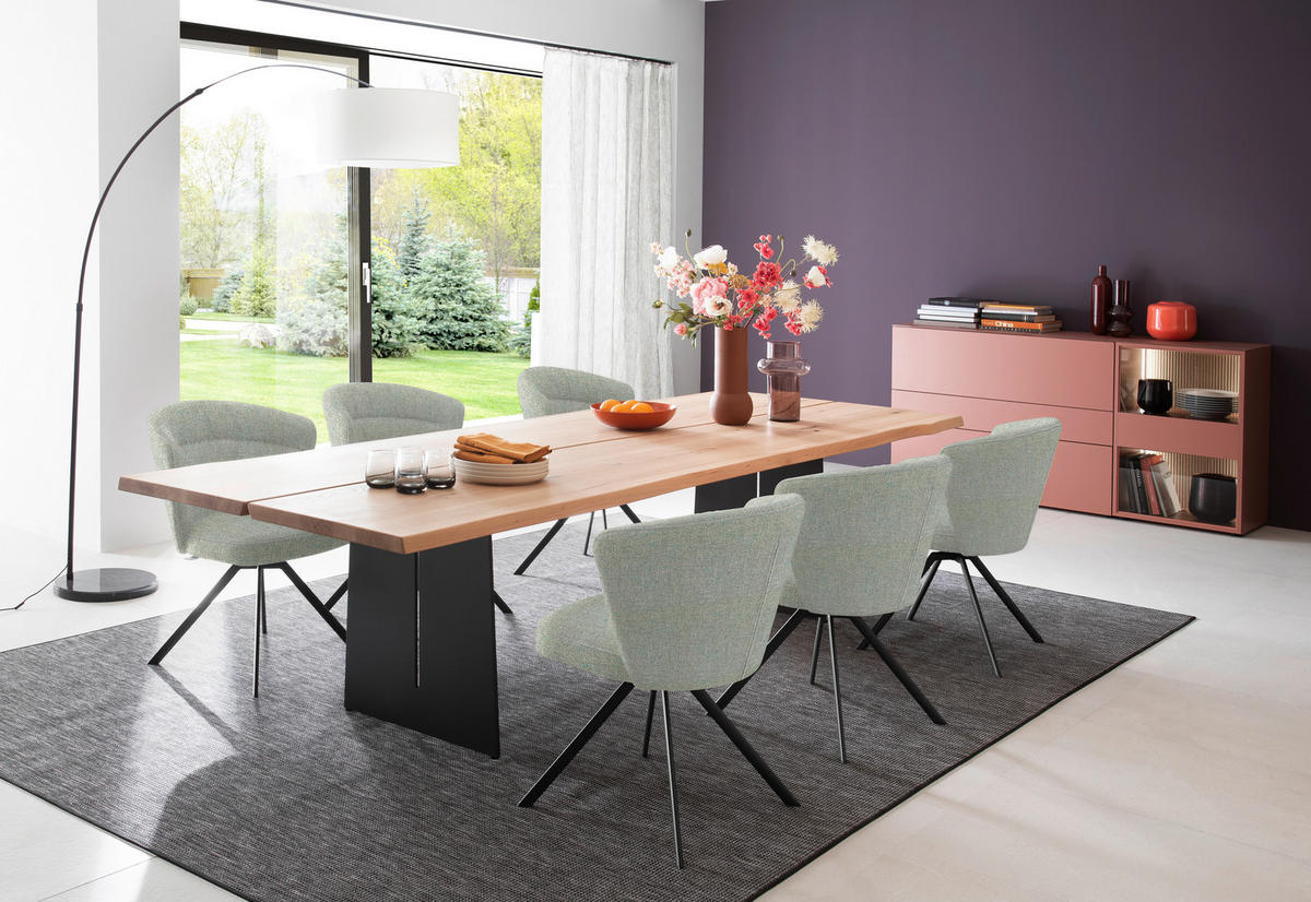 ARMLEHNSTUHL  Lederauswahl, Stoffauswahl Struktur  - Anthrazit/Hellgrün, Design, Textil/Metall (63/83/63cm) - Schöner Wohnen