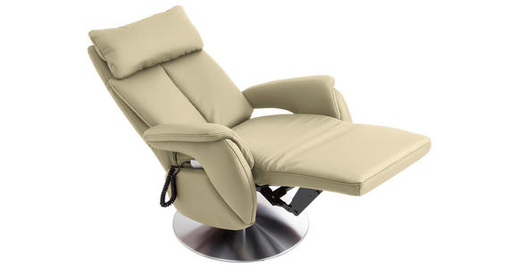 RELAXSESSEL in Leder Creme  - Edelstahlfarben/Creme, KONVENTIONELL, Leder/Metall (78/113/81cm) - Cantus