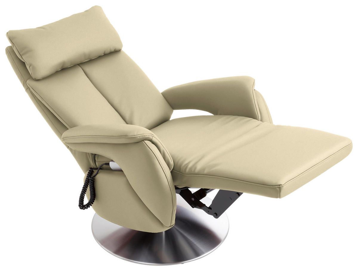 RELAXSESSEL in Leder Creme  - Edelstahlfarben/Creme, KONVENTIONELL, Leder/Metall (78/110/81cm) - Cantus