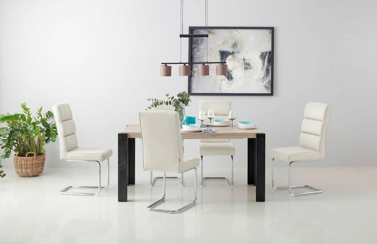 STUHL-SET 2 Stück  in Stahl Lederlook pigmentiert Metall, Leder  - Weiß, Design, Leder/Metall (43/104/62cm) - MID.YOU