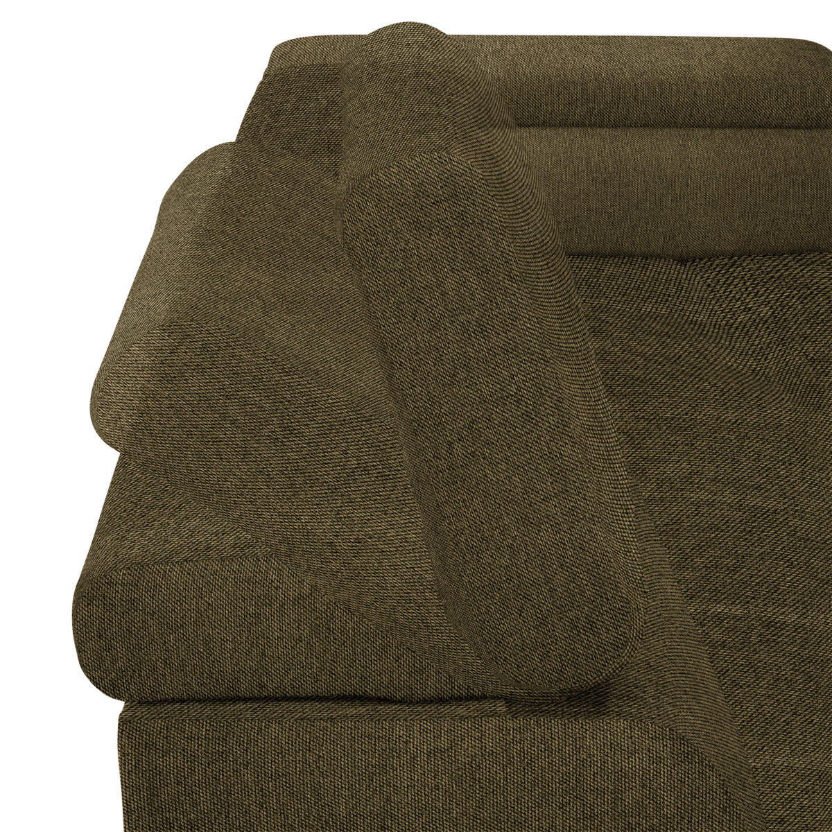 CloseUp von Welnova ECKSOFA Olivgrün Webstoff.