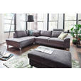 ECKSOFA  in Velours Grau  200/281 cm  - Chromfarben/Grau, Design, Textil/Metall (200/281cm) - Hom`in