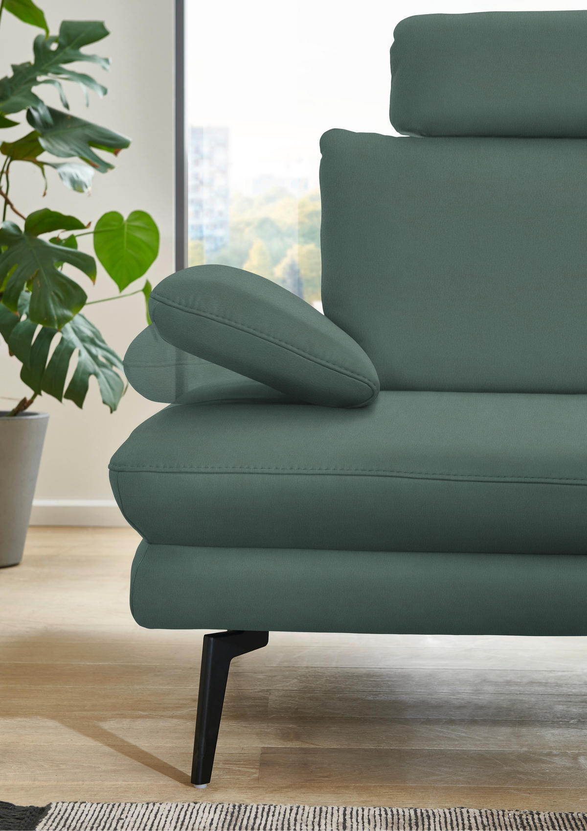 ECKSOFA in Echtleder Opal  310/180 cm  - Opal/Schwarz, Design, Leder/Metall (310/180cm) - Dieter Knoll