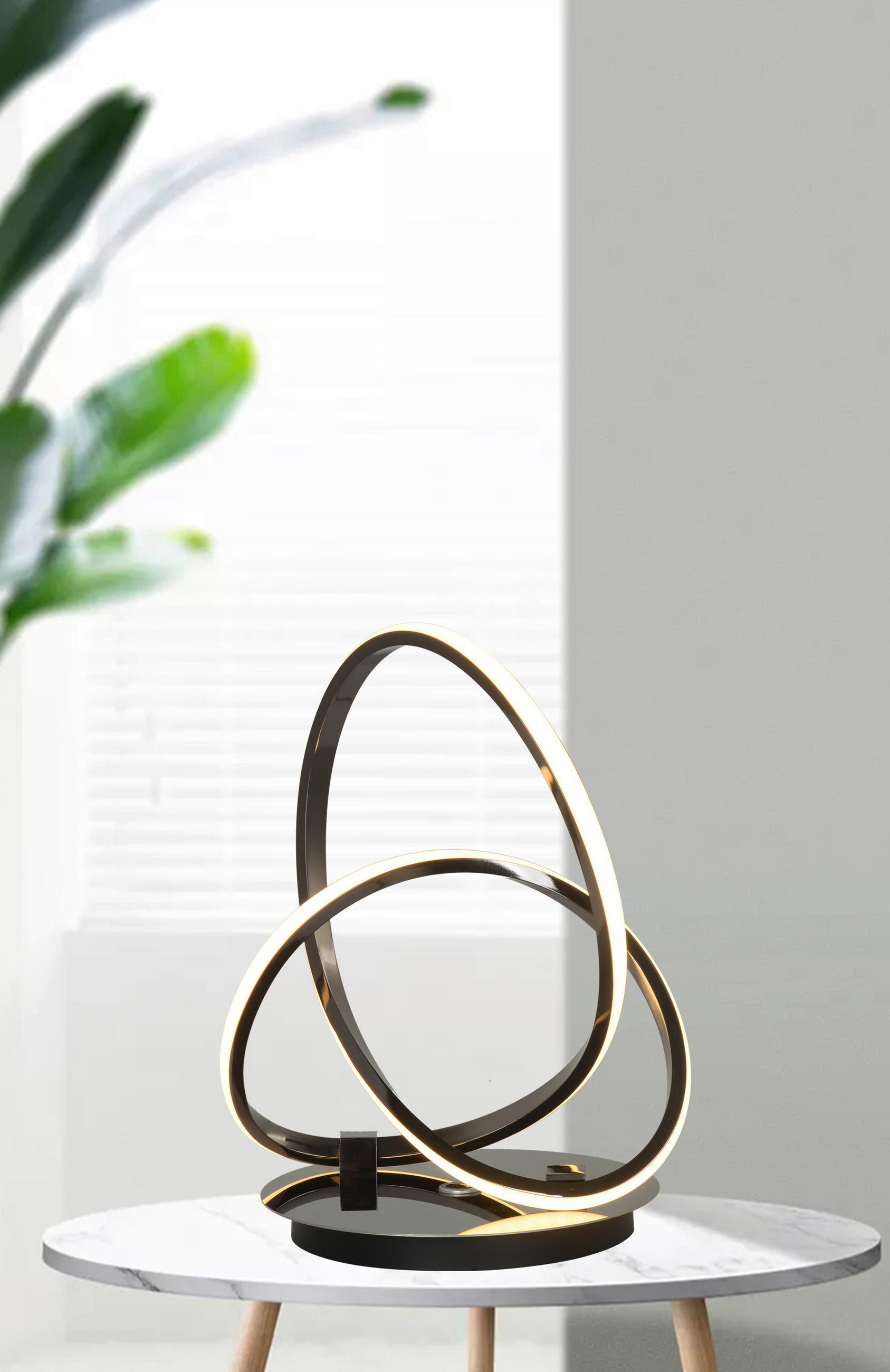 LED-TISCHLEUCHTE 26/21/33 cm   - Schwarzchrom, Design, Kunststoff/Metall (26/21/33cm)