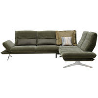 ECKSOFA in Flachgewebe Dunkelgrün  - Dunkelgrün/Edelstahlfarben, Design, Textil/Metall (277/209cm) - Koinor